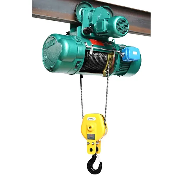 Hoist listrik tipe kabel dengan troli dan blok kait, unit 2 t